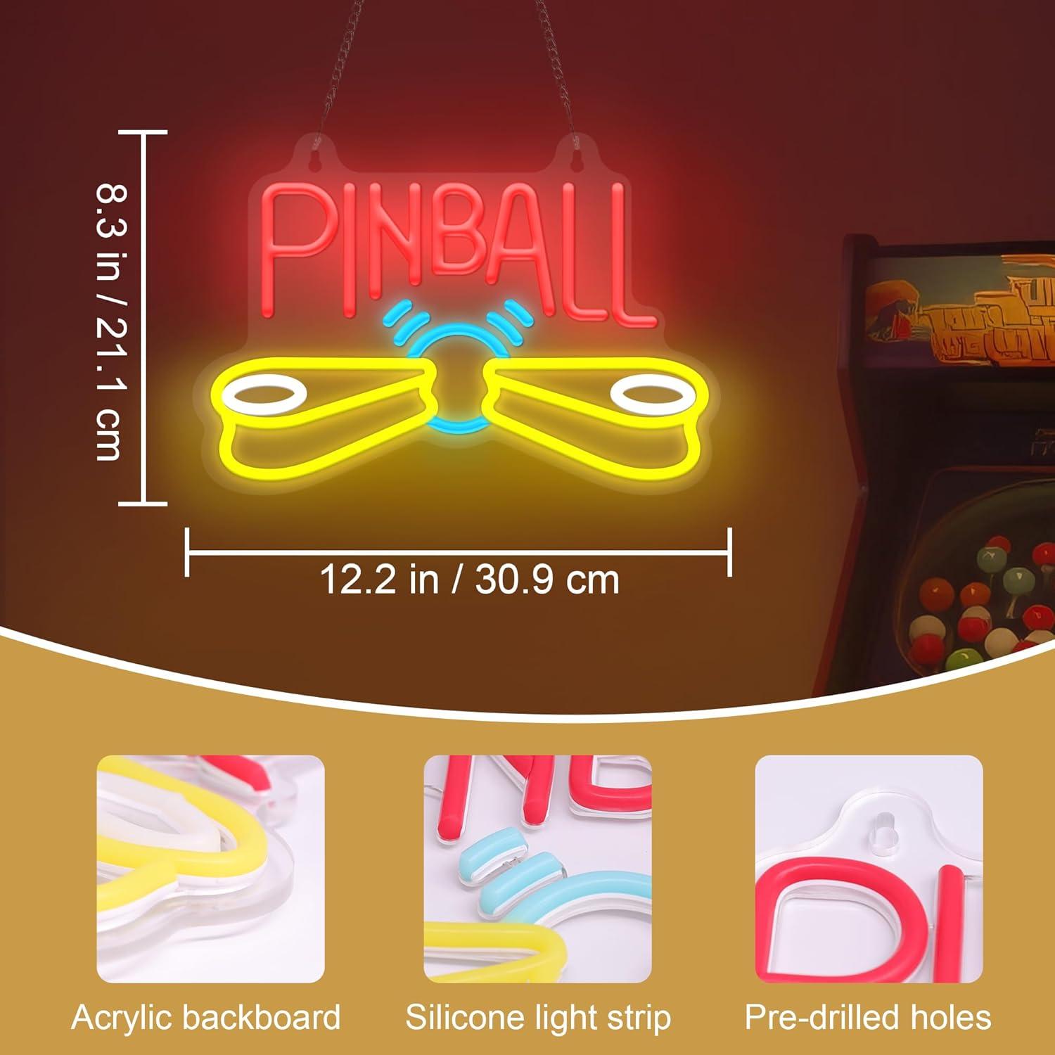 ピンボールネオンサイン、アーケード用、USB電源、調光機能付 - Arcade Games & Vending Llc Photos のレビューと価格